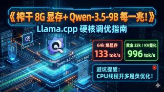 8G显存也能起飞？llama.cpp深度调优：稳跑64k上下文，从133到996 Tokens/s-8G显存也能起飞？llama.cpp深度调优：稳跑64k上下文，从133到996 Tokens/s